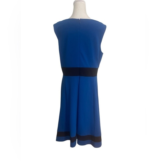Calvin Klein Size 16W/16F/16M Blue & Black Colorblock Dress Gold Zip Mid-Length - Picture 6 of 7